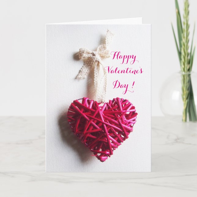 ROSA FUCHSIA BRAIED HEART ,VALENTINS DAG HELGKORT (Framsida)