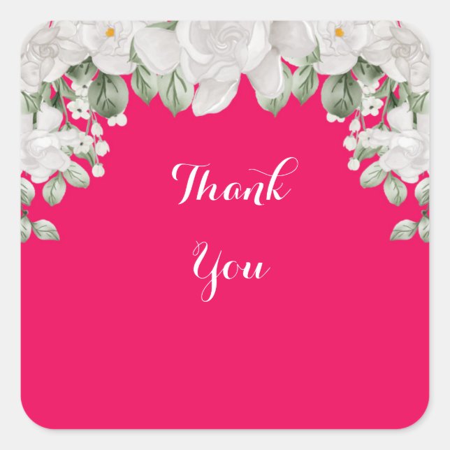 rosa fuchsia fyrkantigt klistermärke (Framsida)