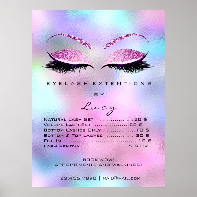 Rosa Fuchsia Glitter Makeup Öga bryter priserna Poster (Framsidan)