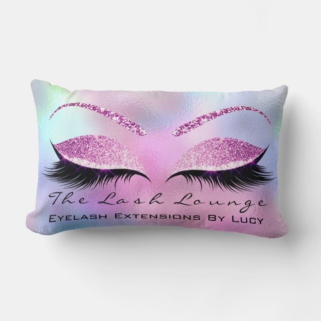 Rosa Fuchsia Glitter Öga Makeup Lash Beauty Ombre Lumbarkudde (Framsida)