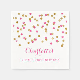 Rosa Fuchsia Guld Confetti Möhippa Pappersservett