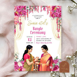 Rosa Fuchsia Indien Bangle Choora Ceremoni Inbjudningar