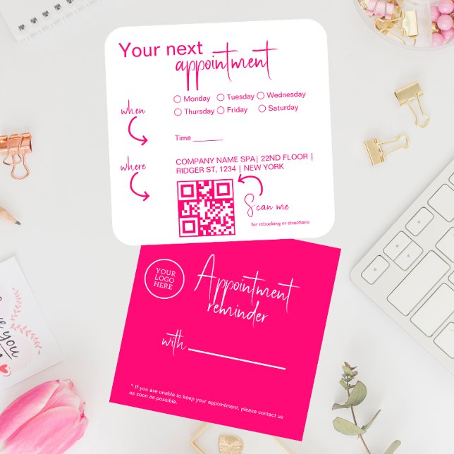 Rosa fuchsia Modern Beauty Salon QR-kod Tidsbeställning Kort (Skapare uppladdad)