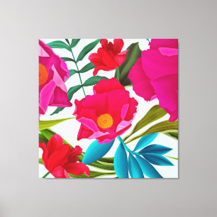 Rosa Fuchsia och rödblommor Canvastryck