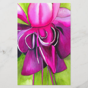 Rosa Fuchsia popart vattenfärgsblomma
