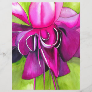 Rosa Fuchsia popart vattenfärgsblomma