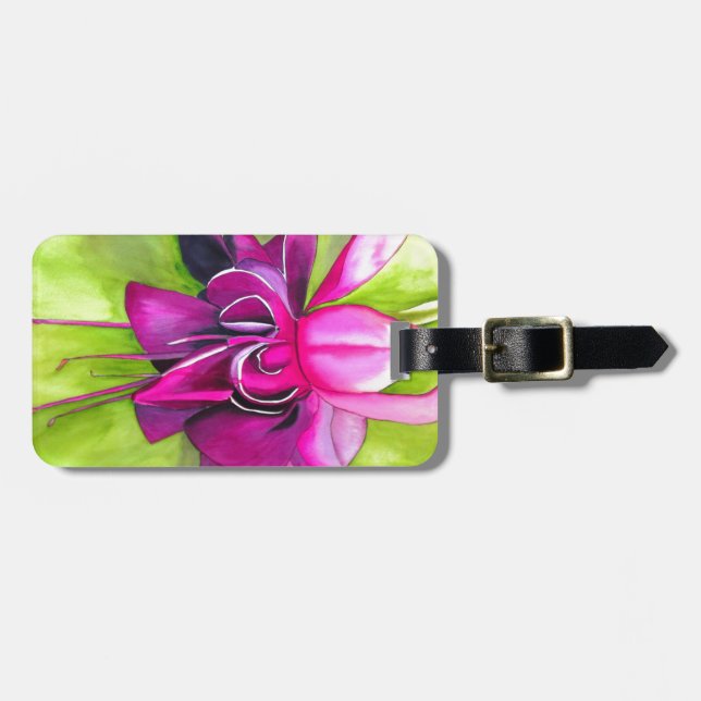 Rosa Fuchsia popart vattenfärgsblomma Bagagebricka (Horisontell Framsida)