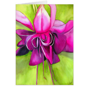 Rosa Fuchsia popart vattenfärgsblomma Hälsningskort