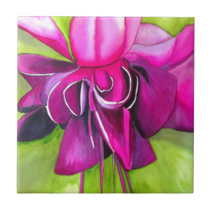 Rosa Fuchsia popart vattenfärgsblomma Kakelplatta