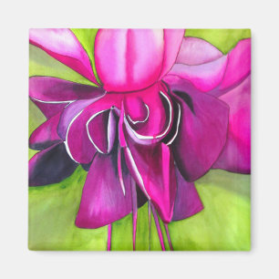 Rosa Fuchsia popart vattenfärgsblomma Magnet