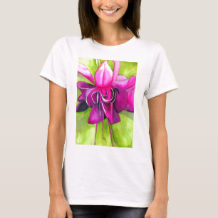 Rosa Fuchsia popart vattenfärgsblomma Tee Shirt