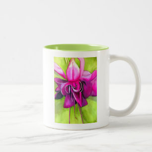 Rosa Fuchsia popart vattenfärgsblomma Två-Tonad Mugg