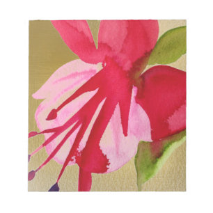 Rosa fuchsia popkonst vattenfärg blomma anteckningsblock