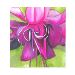 Rosa fuchsia popkonst vattenfärg blomma anteckningsblock