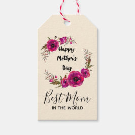 Rosa Fuchsia Poppies Best Mamma - Mors dag Presentetikett