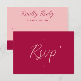Rosa Fuchsia Retro Modern Minimalist Djärn Bröllop OSA Kort