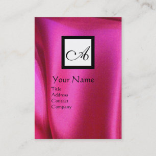 ROSA FUCHSIA SILKE TRASA, SQUARE MONOGRAM VISITKORT