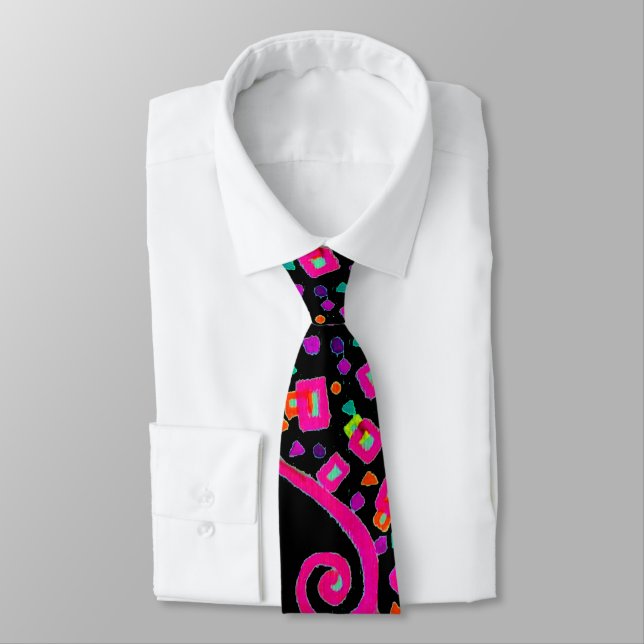 ROSA FUCHSIA SVART ABSTRAKT DEKOR SLIPS (Bunden)