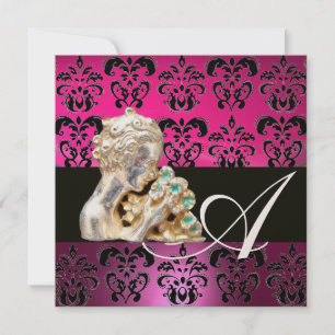 ROSA, FUCHSIA, SVART, LILA, DAMASK MONOGRAMJUVELER INBJUDNINGAR
