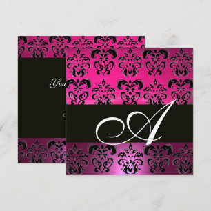 ROSA, FUCHSIA SVART, PURPUR DAMASK VIT MONOGRAM INBJUDNINGAR