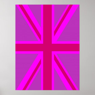 Rosa Fuchsia Union Jack Flagga Design Poster