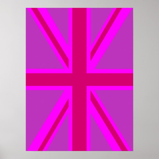 Rosa Fuchsia Union Jack Flagga Design Poster (Framsidan)