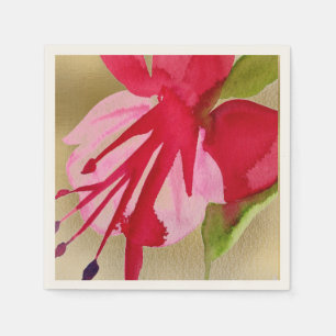 Rosa Fuchsia vattenfärgsblomma blommigt dekoder Pappersservett