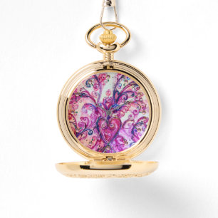 ROSA FUCHSIA WHIMSICAL FLOURISHES with HEART Armbandsur