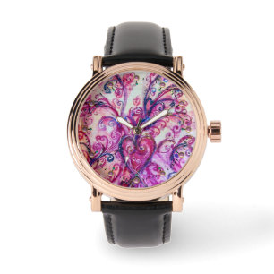 ROSA FUCHSIA WHIMSICAL FLOURISHES with HEART Armbandsur