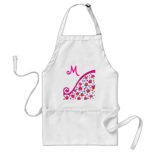 ROSA FUCHSIA WHITE ABSTRAKT DECO MONOGRAM FÖRKLÄDE