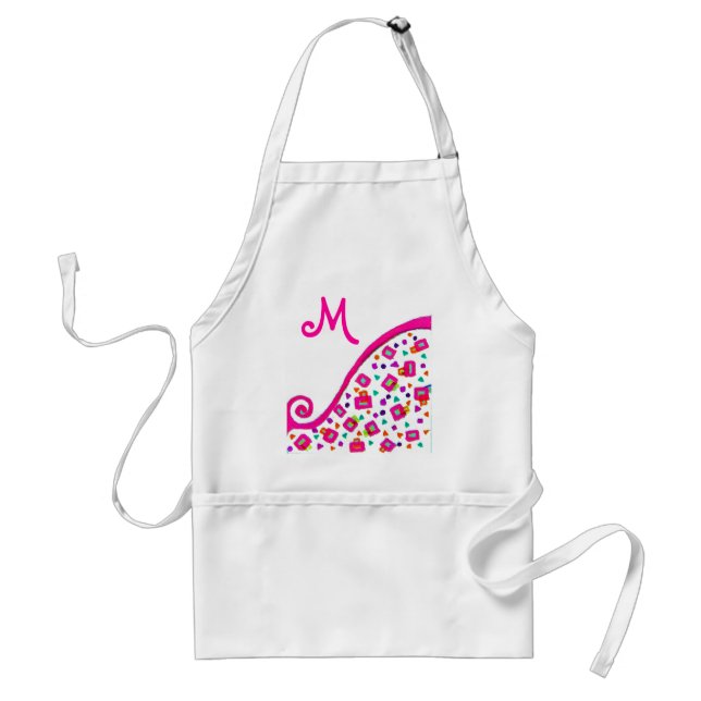 ROSA FUCHSIA WHITE ABSTRAKT DECO MONOGRAM FÖRKLÄDE (Framsidan)
