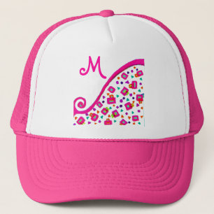 ROSA FUCHSIA WHITE ABSTRAKT DECO MONOGRAM KEPS