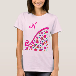 ROSA FUCHSIA WHITE ABSTRAKT DECO MONOGRAM T SHIRT
