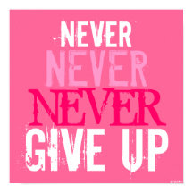 Rosa Fuchsia & White Aldrig Ge Up Art Poster