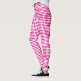 Rosa Fuchsia White Medium Houndstooth Leggings