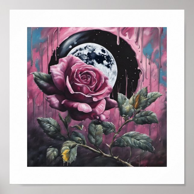 Rosa Fullt-Måne Ro Poster (Framsidan)