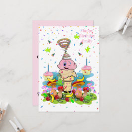 Rosa FUN Cupcake Glad födelsedag inbjudan