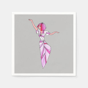 Rosa funky dancer-flicka med rosa hår pappersservett