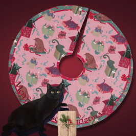 Rosa Funny Cats i Personligen Julboxar Julgransmatta Borstad Polyester