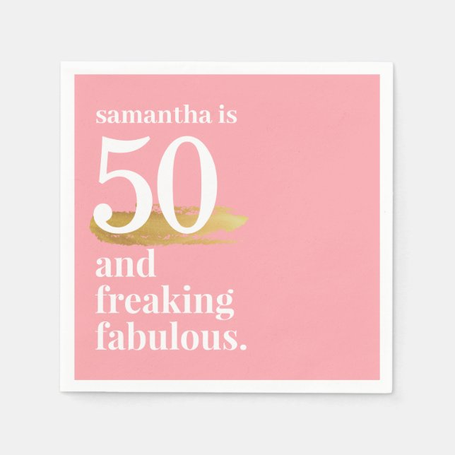 Rosa Funny Fabulous 50:e födelsedagsdagen Personli Pappersservett (Framsidan)