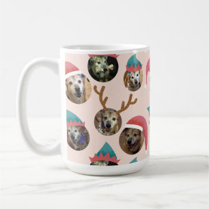 Rosa Funny jul Hats Hund Photo Collage Kaffemugg