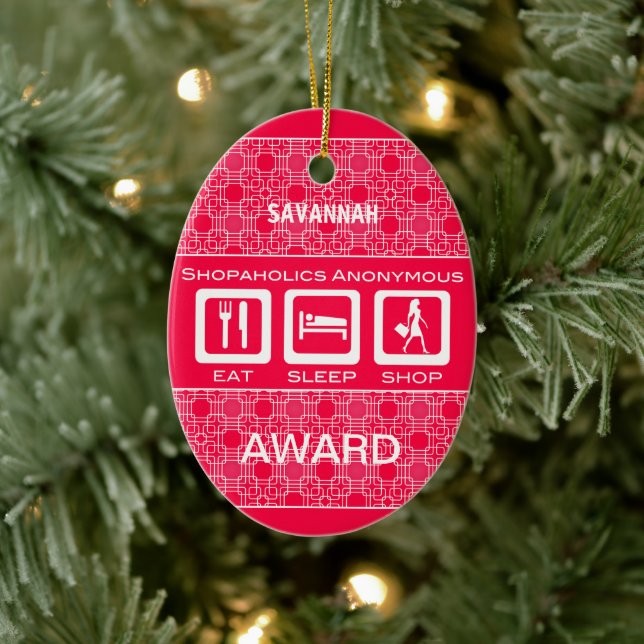 Rosa Funny Shopahol Eat Shop Shop Award Julgransprydnad Keramik (Träd)