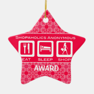 Rosa Funny Shopahol Eat Shop Shop Award Julgransprydnad Keramik