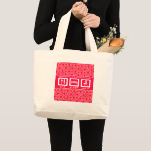 Rosa Funny Shopahol Eat Shop Shop Award Jumbo Tygkasse