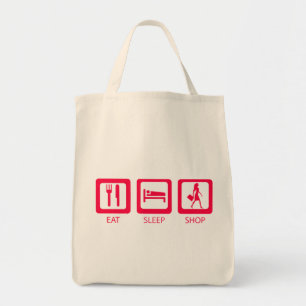 Rosa Funny Shopahol Eat Shop Shop Reanvändable Bag Tygkasse
