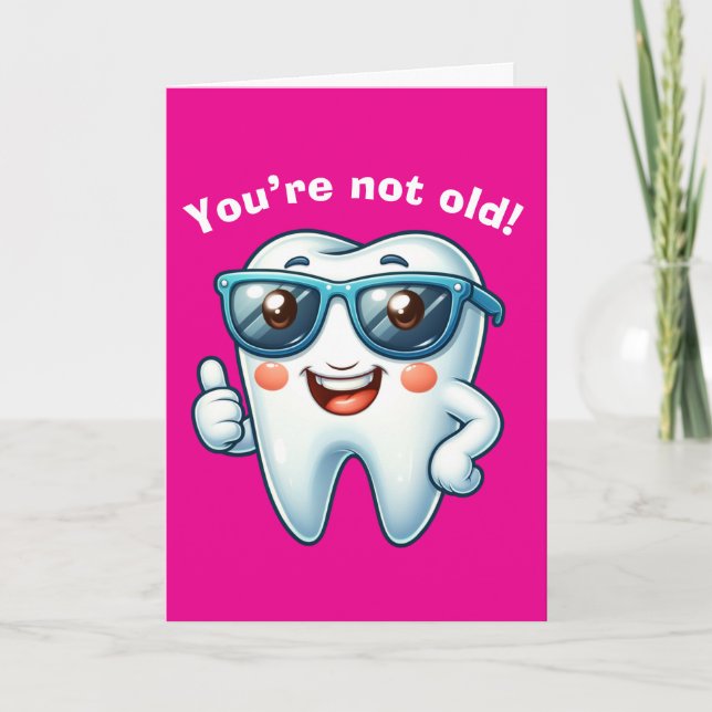 Rosa Funny Tooth Birthday Kort (Framsida)