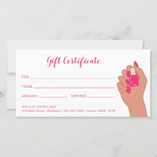 Rosa Fuschia Modern Nail Salon Gift-certifikat