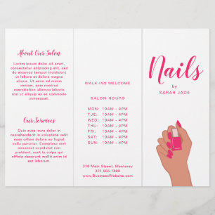 Rosa Fuschia Modern Nail Salon Trifold Brochure