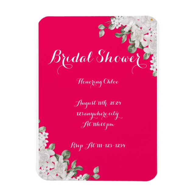 rosa Fushia inbjudningskort för möhippan Magnet (Vertikal)