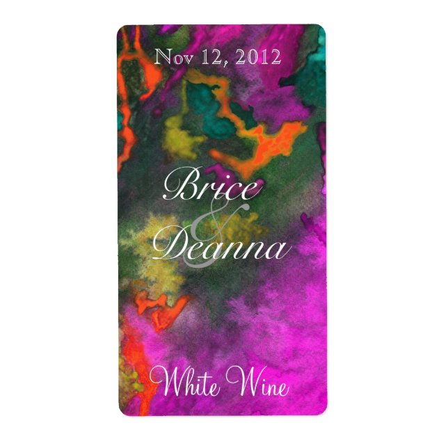 Rosa Fusion 2 Bröllop Vin-etikett Fraktsedel (Framsidan)